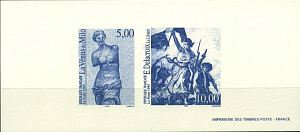 Франция, 1999, Проба, Делакруа, люкс блок на картоне